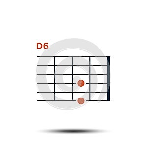 D6, Basic Guitar Chord Chart Icon Vector Template photo