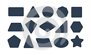 2D basic shapes collection, black isolated on white background - Vector
