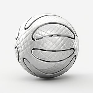 3d Basketball Ball On White Background - Bjarke Ingels Style photo