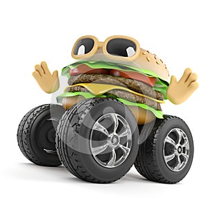 3d Beefburger with giant wheels