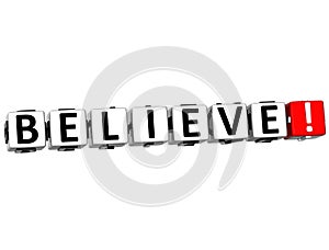 3D Believe Button Click Here Block Text