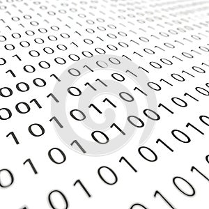 3D Binary Code Isolated on White Background