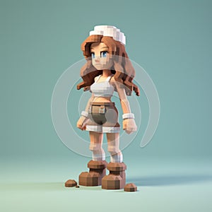 3d 8 Bit Pixel Cartoon Of Abigail - Shorts - Full Body photo