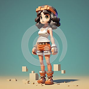 3d 8 Bit Pixel Cartoon Of Abigail - Shorts - Full Body photo