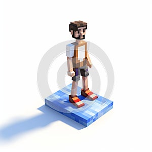 3d 8 Bit Pixel Cartoon Of Ethan In Dress - Full Body photo