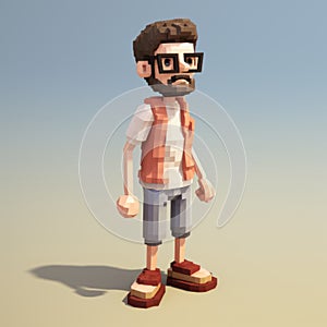 3d 8 Bit Pixel Cartoon Of Ethan In Dress - Full Body photo