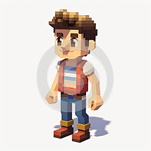 3d 8 Bit Pixel Cartoon Of Ethan - Full Body Dress photo