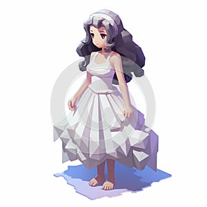 3d 8 Bit Pixel Cartoon Of Mila In Nightgown photo