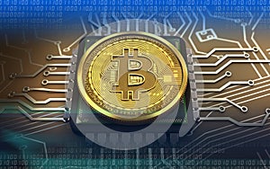 3d bitcoin CPU photo