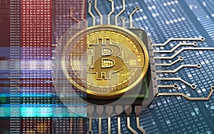 3d bitcoin CPU photo