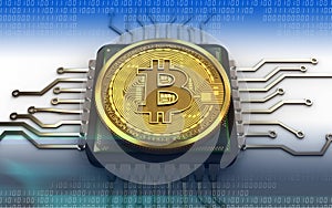 3d bitcoin CPU photo