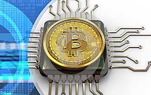 3d bitcoin CPU photo