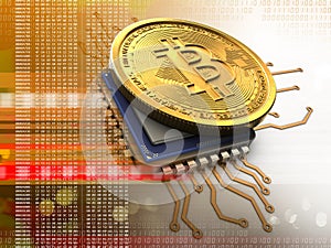 3d bitcoin with cpu orange