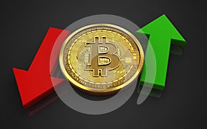 3d bitcoin up and down arrows