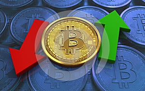 3d bitcoin up and down arrows