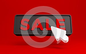 3d black friday sale button with click arrow cursor. Sale banner design discount concept. 3d rendering