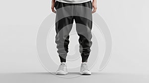 3D Black Jogger Pants Mockup with Elastic Cuffs