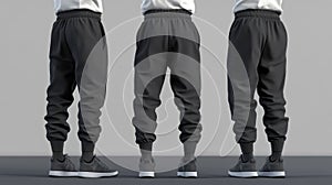 3D Black Jogger Pants Mockup with Elastic Cuffs