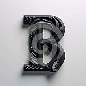 Black 3d Cartoon Letter R With Swirly Pattern - Patrick Brown Style photo