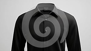 3D Black Long-Sleeve Shirt Mockup with Button Details