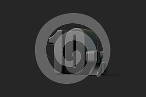 3D Black 10 Percent Symbol on Dark Background photo