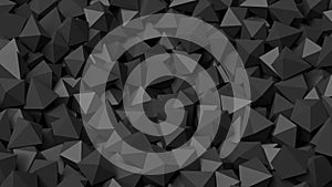 3D black polyhedrons pile abstract