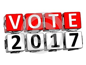 3D Block Red Text VOTE 2017 over white background.