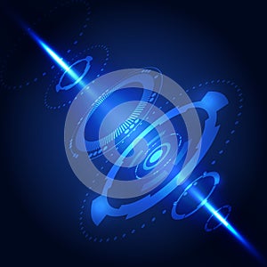 3D Blue Abstract Background Technology Computer, vector illustration