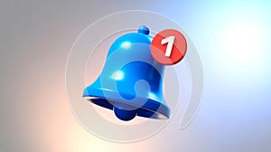 3D blue bell with red alert badge, clean modern design