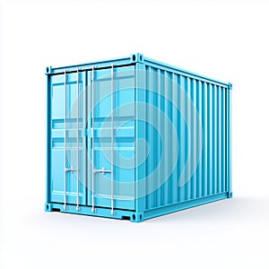 3D blue cargo container isolated on a white background