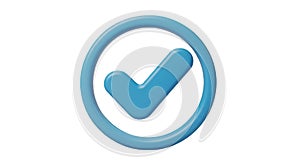3D Blue Checkmark in Circle Icon