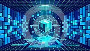 3D blue digital binary code background. Abstract futuristic binary code. Vector illustration