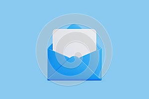 3D Blue Envelope with Inserted Letter Icon