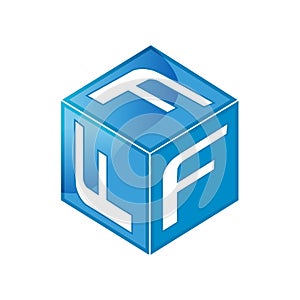 3D Blue F Letter Box Cube Symbol Illustration