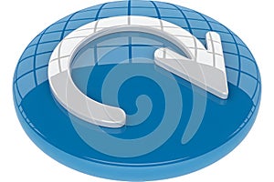 3D Blue Globe with Refresh Arrow Icon