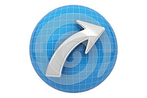 3D Blue Globe with White Arrow Symbolizing Growth and Progress