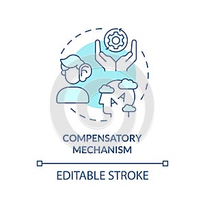2D blue line icon compensatory mechanism concept