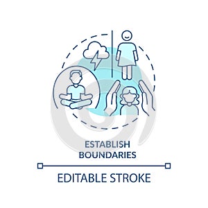2D blue line icon establish boundaries concept
