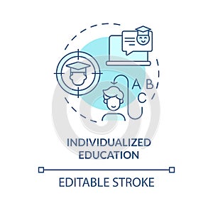 2D blue line icon individualized education concept