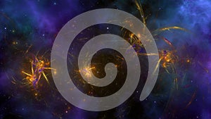 3d blue purple nebula in space