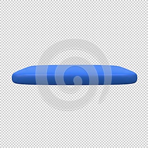 A 3d blue rectangular object with rounded edges isolated on transparent background