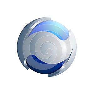 3D Blue and silver sphere Ecology logo template