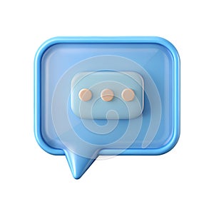 3D Blue Speech Bubble with Ellipsis Icon