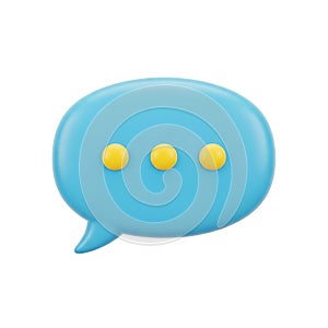 3d blue speech bubble icon with yellow dots