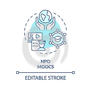2D blue thin linear icon NPO MOOCs concept photo