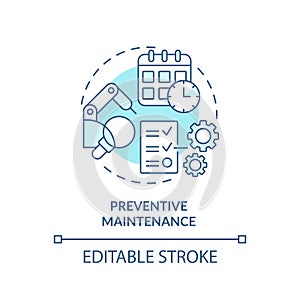 2D blue thin linear icon preventive maintenance concept