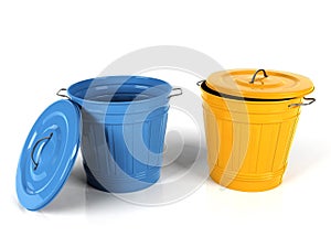 3d blue and yellow plastic bucket