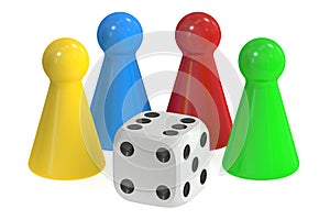 3D Board Game Pieces and Dice