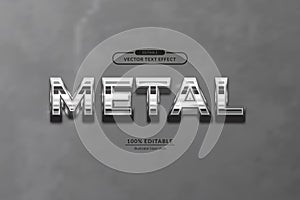 3d bold metal iron silver luxury steel glossy editable text effect. eps vector file