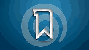 3D Bookmark Icon with Shadow on Blue Background